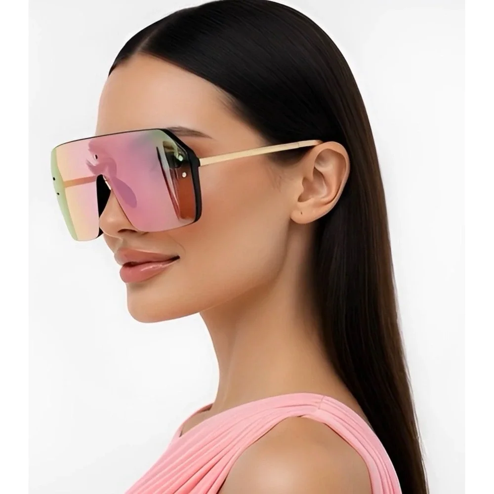 Eye Wear Sunglasses UV400 Protection Pink Mirror‎ Lens Women Female Luxury Gafas